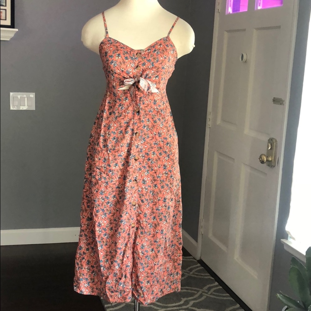 Mimi Chica Floral Button Front Tie Dress